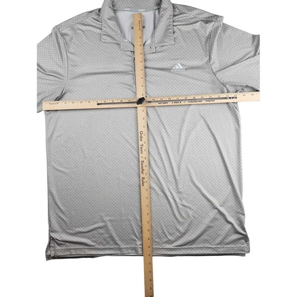 Adidas Mens XL Gray Short Sleeve All Over Geometric‎ Print Stretch Golf Polo